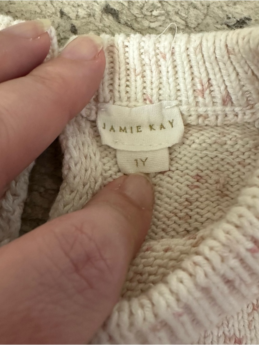 Jamie Kay Cream Knit Pom-Pom Sweater with Pink Speckles - Picture 2 of 2
